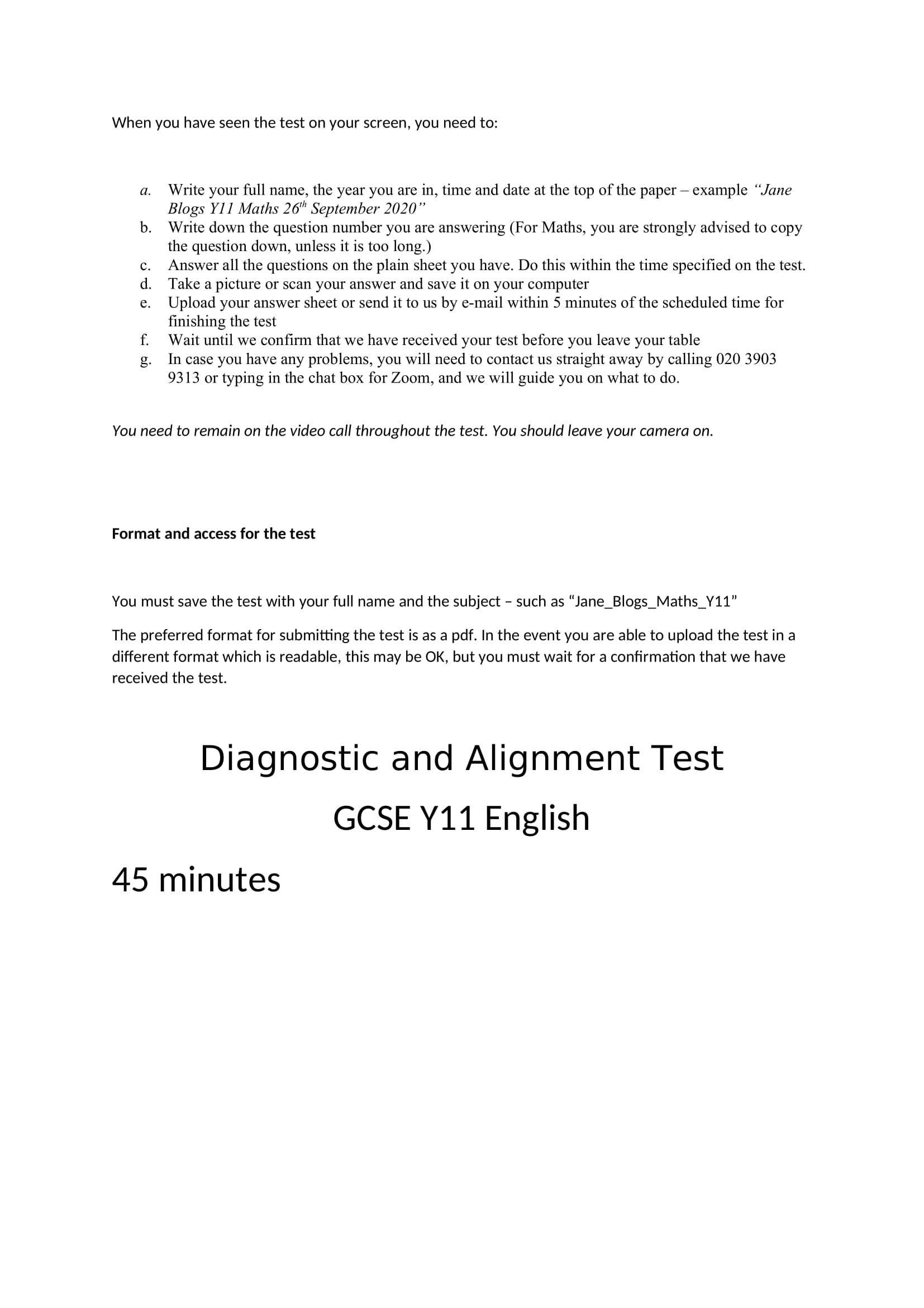 GCSE_Y11_English_Diagnostic and Alignment Test 2021-2